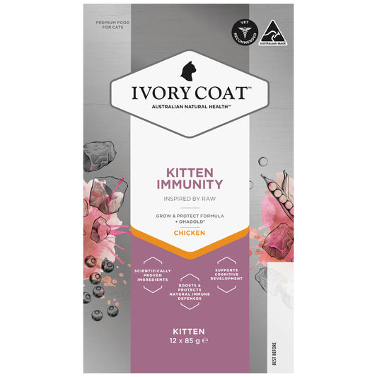 Ivory Coat – Kitten – Wet Food Trays – Inspired By Raw – Kitten Immunity 12x85g