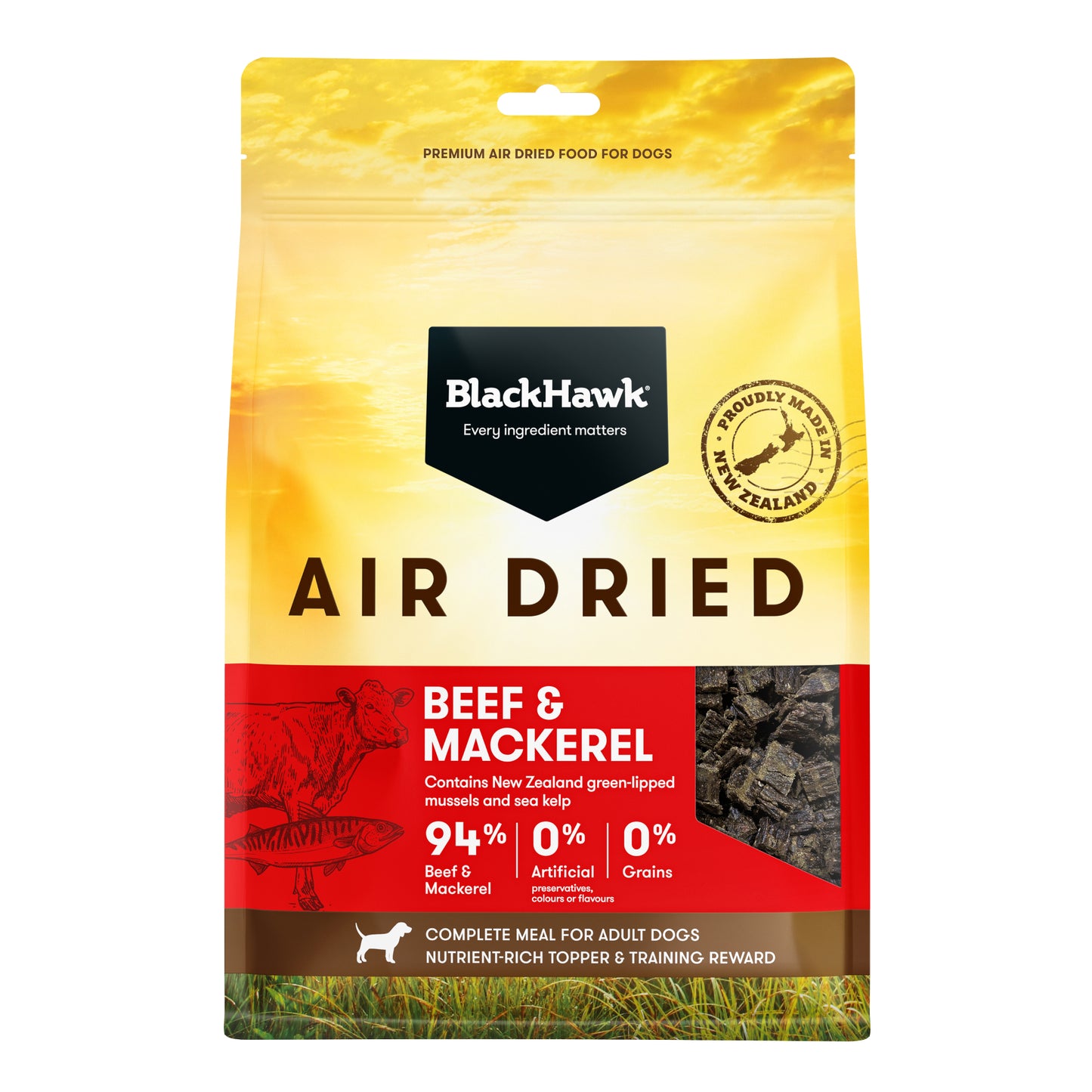 Black Hawk – Adult Dog – Air Dried Beef & Mackerel