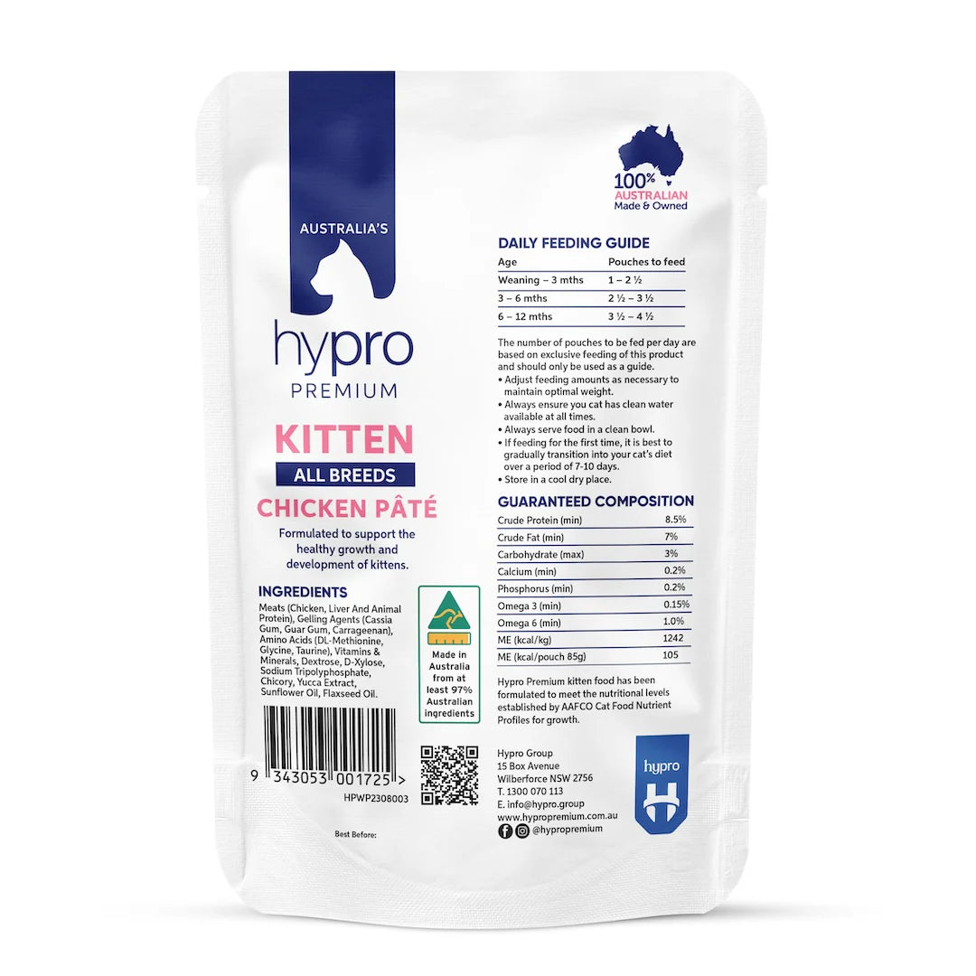 Hypro Premium Kitten Pouches - Chicken Pate - 12 x 85g