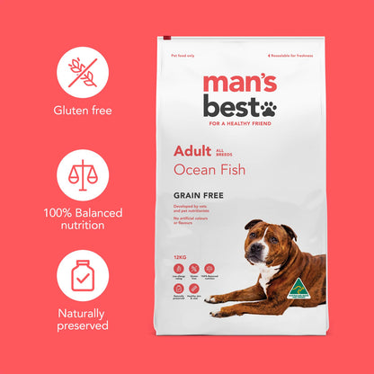 Man’s Best – Adult Dog – GRAIN FREE – Ocean Fish with Sardines