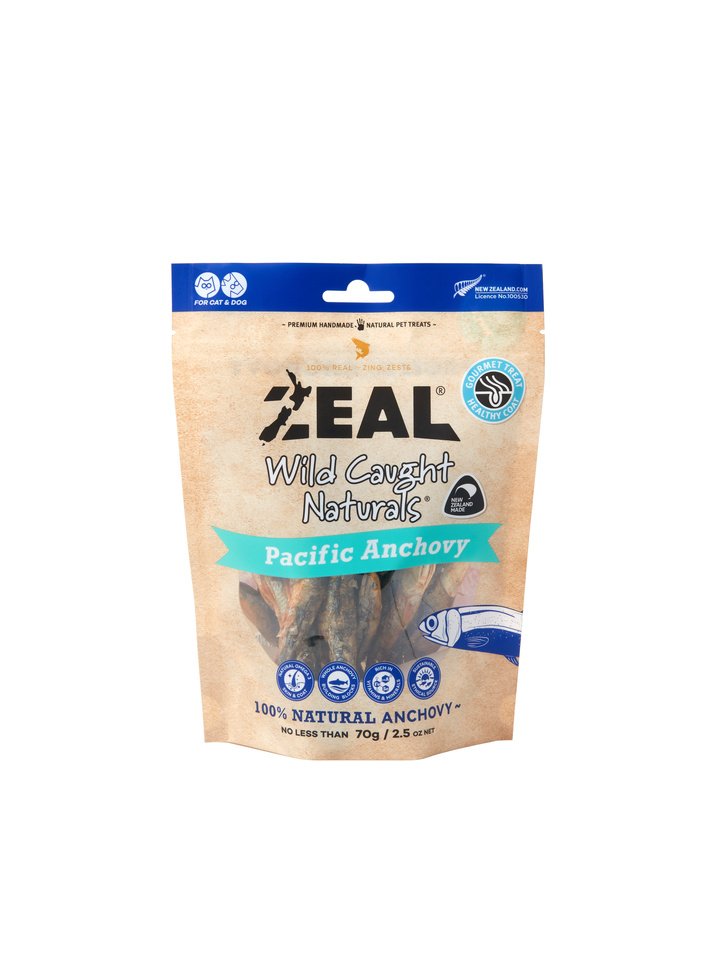 Package of Zeal Wild Caught Naturals Pacific Anchovy for cats and dogs