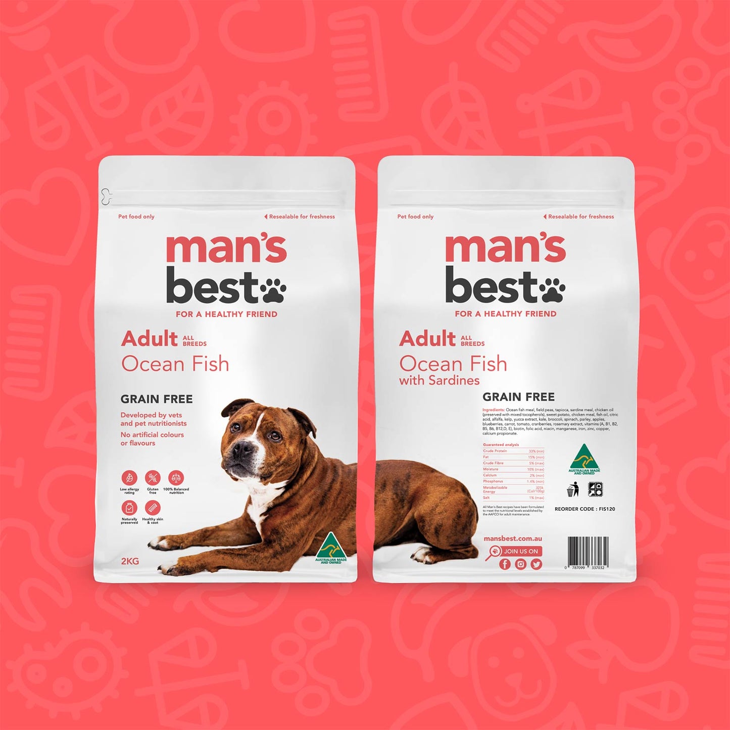 Man’s Best – Adult Dog – GRAIN FREE – Ocean Fish with Sardines