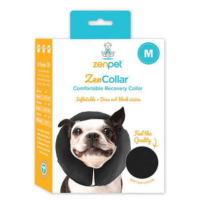 Medium ZenPet ZenCollar packaging with a dog wearing the collar on a white background