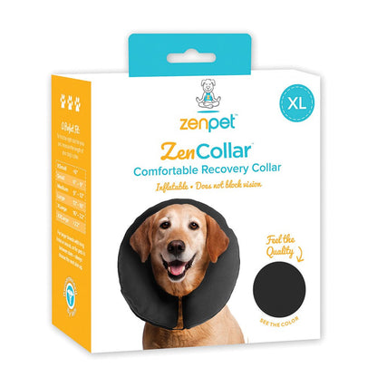 ZenPet ZenCollar packaging with a dog wearing a collar on a white background