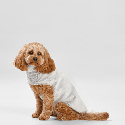 Faux fur outer and short pile inner calming coat. 