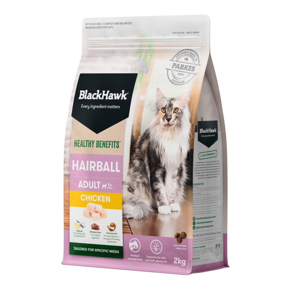 Black Hawk Adult Cat Dry Food Healthy Benefits – Hairball Management - Chicken