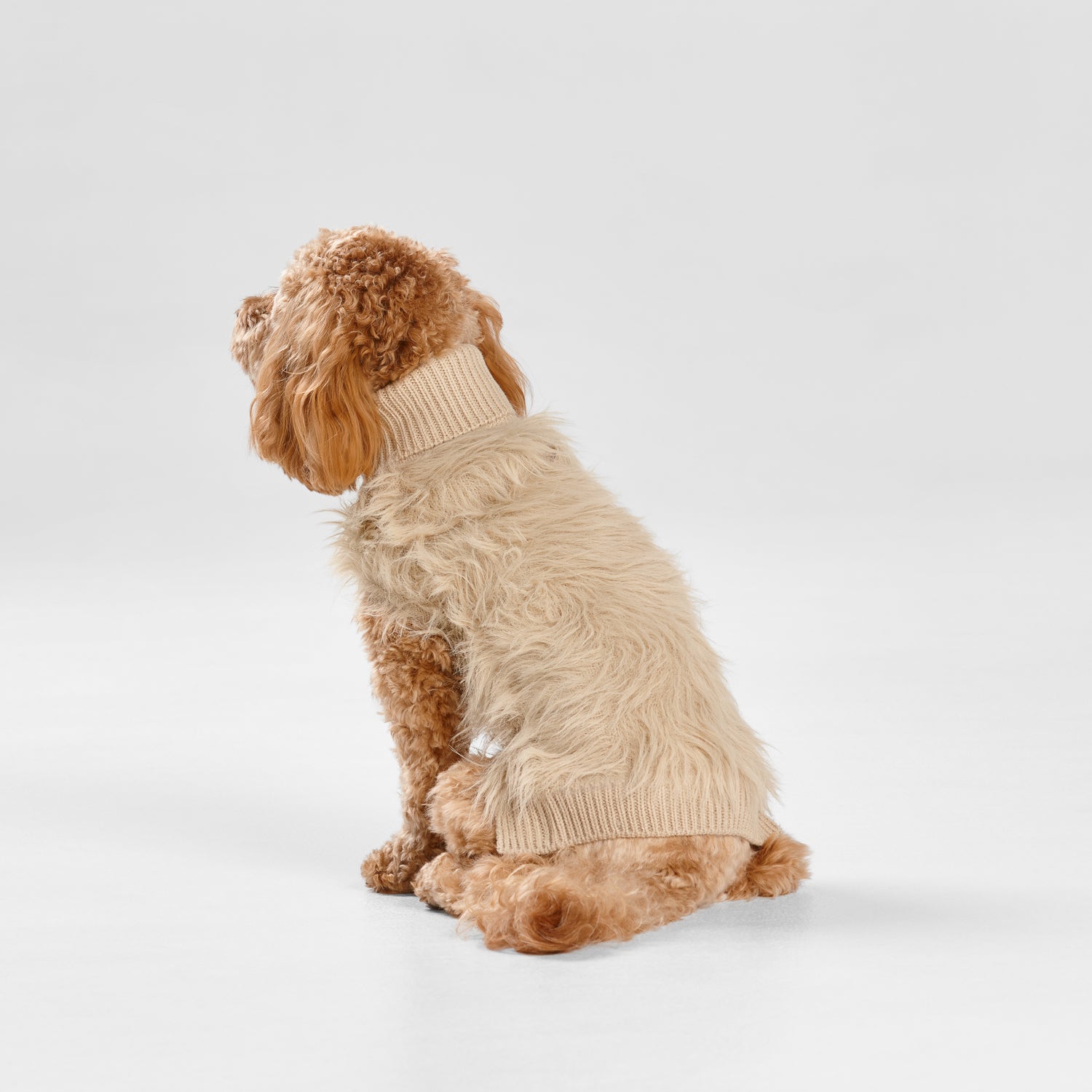 Faux fur knit dog coat