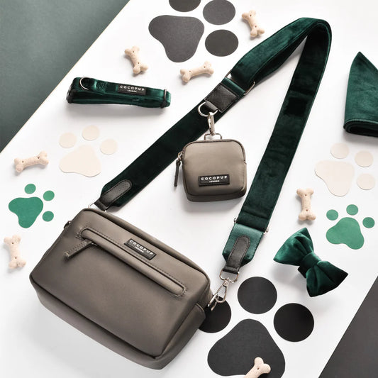 Cocopup London – Walking Bag Strap – Forest Green Velvet