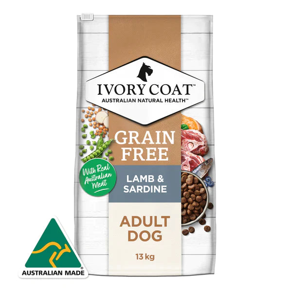Ivory Coat – Adult Dog – GRAIN FREE – Lamb & Sardine