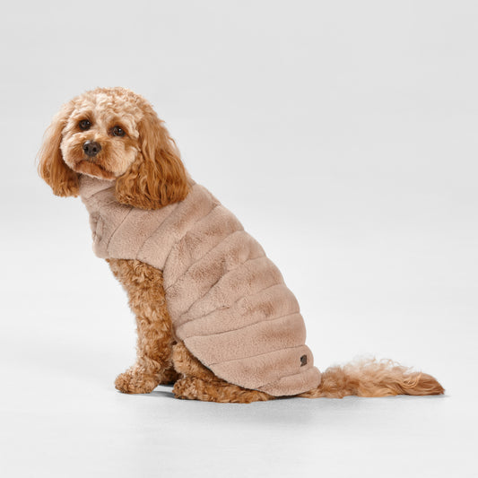 Faux fur dog coat warm and lightweight