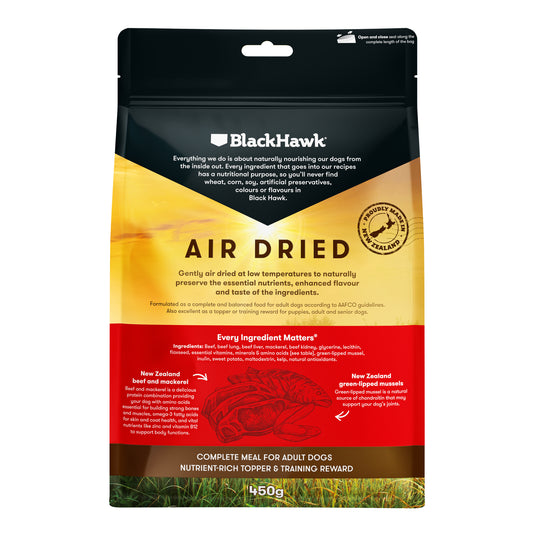 Black Hawk – Adult Dog – Air Dried Beef & Mackerel
