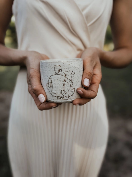 Ceramic Mug - Guy Hugging Dog