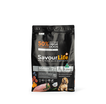 SavourLife GRAIN FREE Dry Food for Mature 7+ Dogs – Australian Chicken