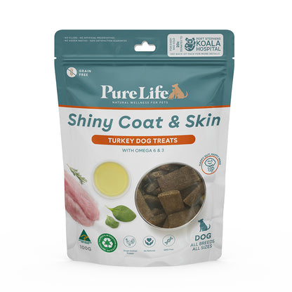 Pure Life – Shiny Coat & Skin Turkey Dog Treats - 100g